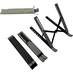 Portable Desktop Laptop Stand,Aluminum Alloy Portable Laptop Stand, 7 Level Adjustable, Foldable, Ergonomic, Suitable for Laptops up to 18 Inches, Black Metal Portable Laptop Stand in Kuwait