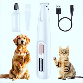 Paw Trimmer for Dogs Electric, Pet Paw Trimmer with LED Light, Pet Hair Clippers Rechargeable Low Noise, Grooming Shaver for Cat's Eyes Face Ears Feet Paws, Dog Paw Trimmer Fully Waterproof (White) in Saudi Arabia
