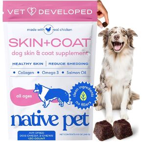 Native Pet Salmon Oil for Dogs & Cats – Pure Omega-3 Fish Oil for Dogs Supplement for Skin & Coat, Joint, & Heart Health & Dog Anti-Inflammatory – 100% Wild-Caught Alaskan Sockeye Salmon – 8 oz in Kuwait