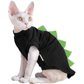 QBLEEV Sphynx Cat Clothes, Dinosaur Design Cat Shirts for Cats Only, Hairless Cat Sweater, Breathable Cat Daily Wear Clothes for Devon Rex Cats Summer, Kitten Costume T-Shirts with Sleeves for Cats in Saudi Arabia