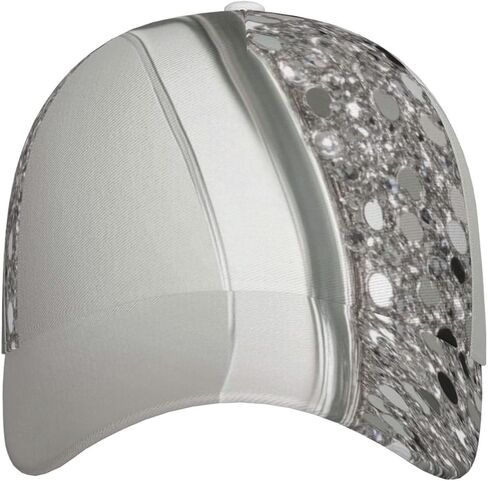 Silver Sparkle Glam Bling Pattern Baseball Cap Unisex Adjustable Baseball Hats for Sports Outdoor in Saudi Arabia
