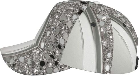 Silver Sparkle Glam Bling Pattern Baseball Cap Unisex Adjustable Baseball Hats for Sports Outdoor in Saudi Arabia