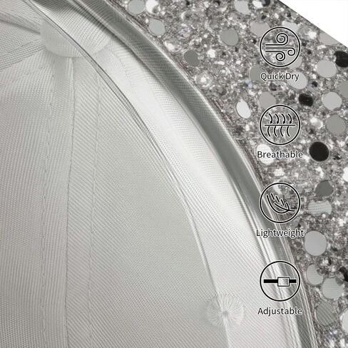Silver Sparkle Glam Bling Pattern Baseball Cap Unisex Adjustable Baseball Hats for Sports Outdoor in Saudi Arabia