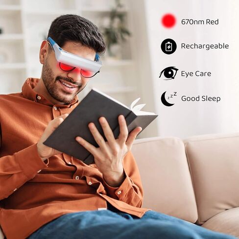 Red Light Therapy Glasses 670nm – UV-Free Wearable Light for Eye Comfort, Visual Wellness & Relaxation – Rechargeable, Adjustable Timers, Gentle Non-Invasive Red LED Glasses in Saudi Arabia