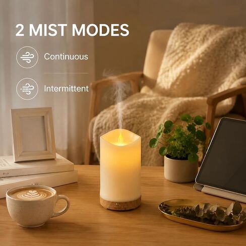 130ML Flameless Candle Essential Oil Diffuser with 3 Aroma Oils | for Small Space with 7 LED Color Night Light,Mini Humidifier for Bedroom Room Decor,Gifts for Women in Saudi Arabia