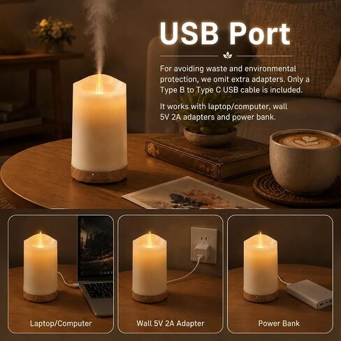130ML Flameless Candle Essential Oil Diffuser with 3 Aroma Oils | for Small Space with 7 LED Color Night Light,Mini Humidifier for Bedroom Room Decor,Gifts for Women in Saudi Arabia