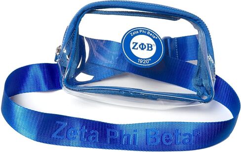 Zeta Phi/Φ Beta Clear Stadium Crossbody Bag [Blue - 8" x 5" x 2"] - ID#72015 in Saudi Arabia