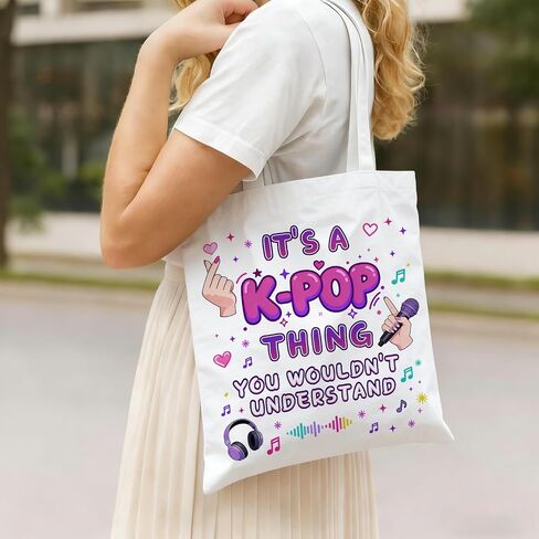 Kpop Gifts for Girls K-Pop Gift Tote Bag for Kpop Music Lover Korean Drama Canvas Tote Bag Gift for K-Pop Lover Kpop Merch Stuff K Drama Gifts for K-Pop Fans Kpop Party Favor Bags Korean Pop Stuff in Saudi Arabia