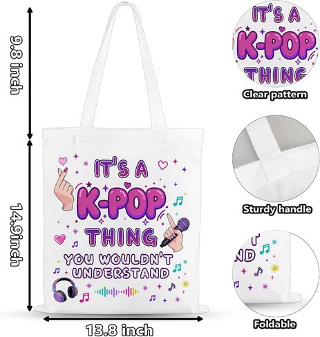 Kpop Gifts for Girls K-Pop Gift Tote Bag for Kpop Music Lover Korean Drama Canvas Tote Bag Gift for K-Pop Lover Kpop Merch Stuff K Drama Gifts for K-Pop Fans Kpop Party Favor Bags Korean Pop Stuff in Saudi Arabia