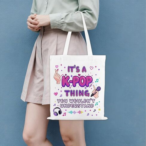 Kpop Gifts for Girls K-Pop Gift Tote Bag for Kpop Music Lover Korean Drama Canvas Tote Bag Gift for K-Pop Lover Kpop Merch Stuff K Drama Gifts for K-Pop Fans Kpop Party Favor Bags Korean Pop Stuff in Saudi Arabia