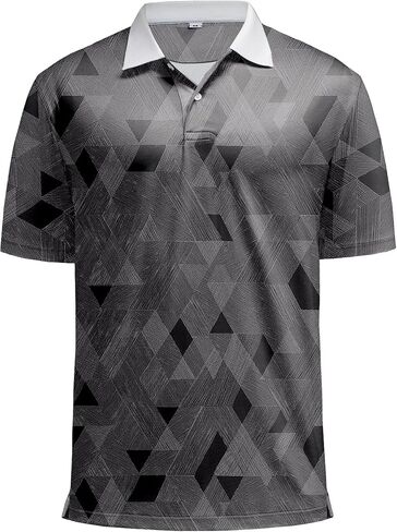 KUYIGO Mens Polo Shirt Quick Dry Moisture Wicking UPF 40+ Performance Printed Short Sleeve Summer Tennis Golf Shirt in Saudi Arabia
