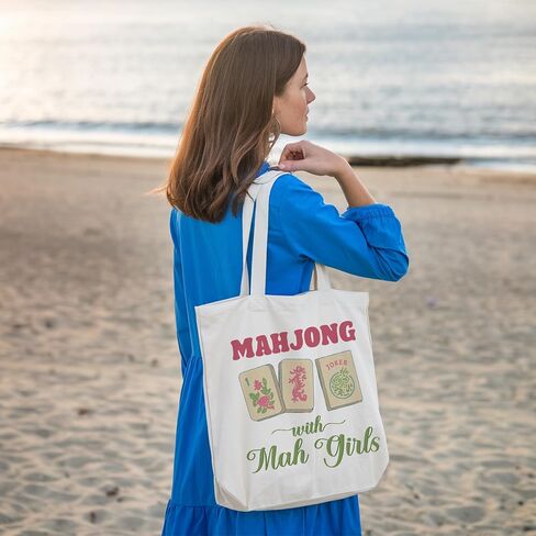 Mahjong Gifts Tote Bag for Women, Canvas Bag for Women Shopping Vacation Womens Work Tote Bag Gifts in Kuwait