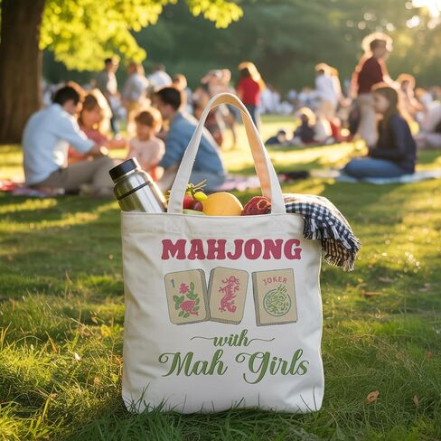 Mahjong Gifts Tote Bag for Women, Canvas Bag for Women Shopping Vacation Womens Work Tote Bag Gifts in Kuwait
