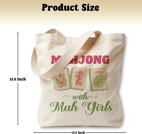 Mahjong Gifts Tote Bag for Women, Canvas Bag for Women Shopping Vacation Womens Work Tote Bag Gifts in Kuwait