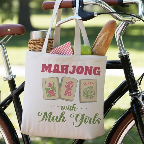 Mahjong Gifts Tote Bag for Women, Canvas Bag for Women Shopping Vacation Womens Work Tote Bag Gifts in Kuwait