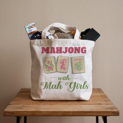 Mahjong Gifts Tote Bag for Women, Canvas Bag for Women Shopping Vacation Womens Work Tote Bag Gifts in Kuwait