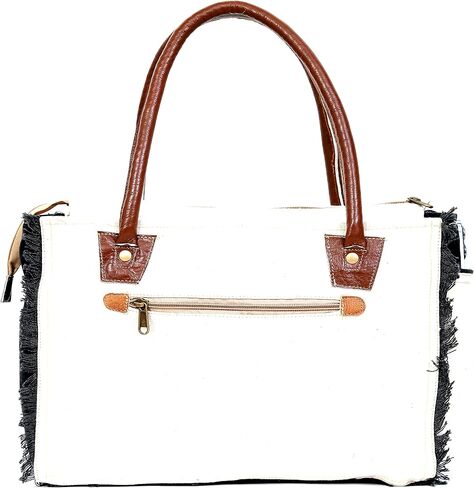 CLA Upcycle Canvas Bag With Leather - Handmade Tote, Shoulder Bag, Handbag for Women in Saudi Arabia