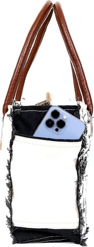 CLA Upcycle Canvas Bag With Leather - Handmade Tote, Shoulder Bag, Handbag for Women in Saudi Arabia