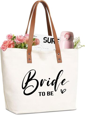 Canvas Bag for Women, Bride Gifts for Bridal Shower Wedding Engagement Bachelorette Party Honeymoon, Wedding Gift Bag in Saudi Arabia