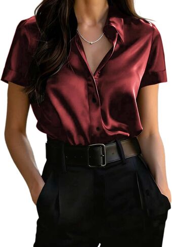 Spring Blouses for Womens Dressy Short Sleeve Button Down Shirts Business Casual Tops in Saudi Arabia