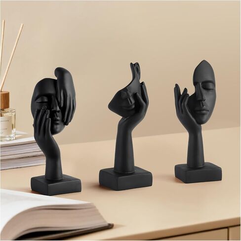 3 Pcs Thinker Small Statue Set - Black Art Abstract Decor, Modern Living Room Decoration, Knick Knacks for Shelves, Table Decor, Office Bookshelf, Shelf Side, Gift for Friends in Saudi Arabia
