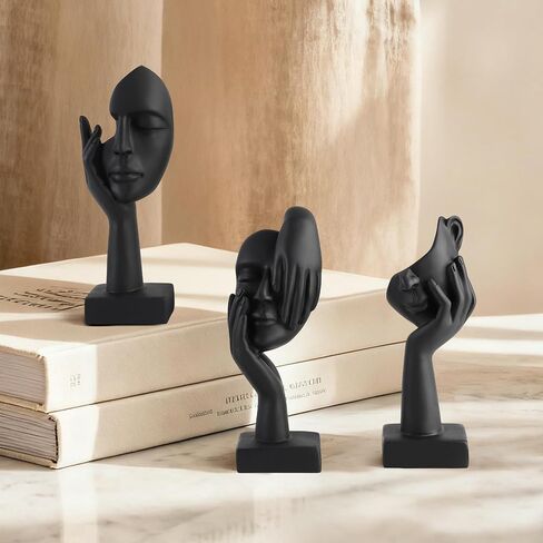 3 Pcs Thinker Small Statue Set - Black Art Abstract Decor, Modern Living Room Decoration, Knick Knacks for Shelves, Table Decor, Office Bookshelf, Shelf Side, Gift for Friends in Saudi Arabia