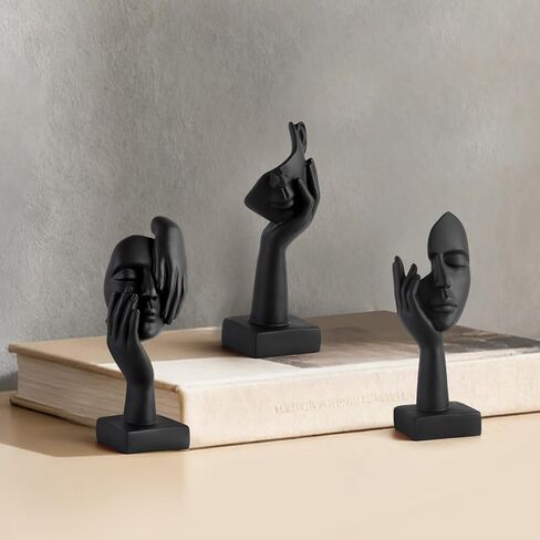 3 Pcs Thinker Small Statue Set - Black Art Abstract Decor, Modern Living Room Decoration, Knick Knacks for Shelves, Table Decor, Office Bookshelf, Shelf Side, Gift for Friends in Saudi Arabia
