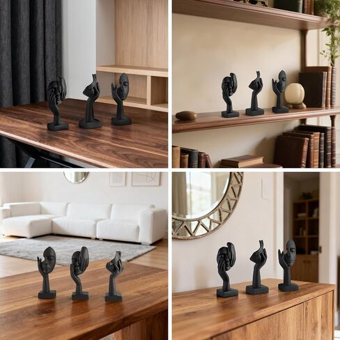 3 Pcs Thinker Small Statue Set - Black Art Abstract Decor, Modern Living Room Decoration, Knick Knacks for Shelves, Table Decor, Office Bookshelf, Shelf Side, Gift for Friends in Saudi Arabia