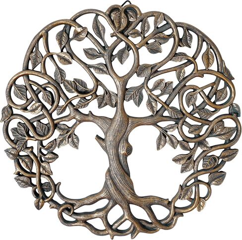 Micutapsino Tree of Life Wall Plaque 11.2 Inches – Resin Celtic Style Wall Decor for Living Room, Patio or Outdoor, Rustic Garden Art Sculpture Gift for Housewarming or Home in Saudi Arabia