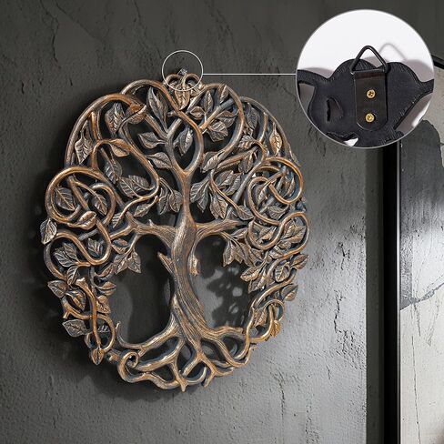 Micutapsino Tree of Life Wall Plaque 11.2 Inches – Resin Celtic Style Wall Decor for Living Room, Patio or Outdoor, Rustic Garden Art Sculpture Gift for Housewarming or Home in Saudi Arabia