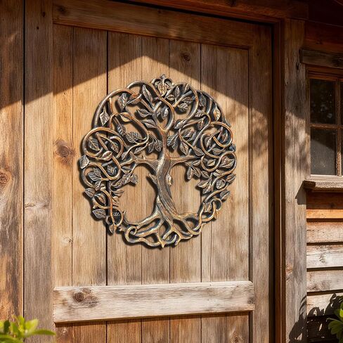 Micutapsino Tree of Life Wall Plaque 11.2 Inches – Resin Celtic Style Wall Decor for Living Room, Patio or Outdoor, Rustic Garden Art Sculpture Gift for Housewarming or Home in Saudi Arabia