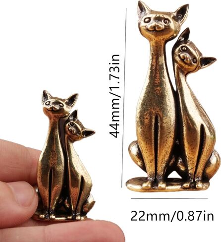 2 Pcs Vintage Brass Cat Figurines - Intertwined Loving Cats Sculpture Art, Ideal Decor for Home Living Room, Office Desk, Café Shelf Display in Saudi Arabia
