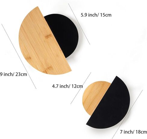 AIM & GGKK Bamboo Half Circle Wall Decor Set of 2 | Geometric Design | Black Matte & Natural Bamboo Semi Circle Wall Art | Minimalist Modern Wall Hanging for Living Room Bedroom in Kuwait