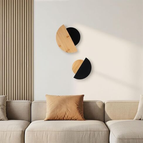 AIM & GGKK Bamboo Half Circle Wall Decor Set of 2 | Geometric Design | Black Matte & Natural Bamboo Semi Circle Wall Art | Minimalist Modern Wall Hanging for Living Room Bedroom in Kuwait