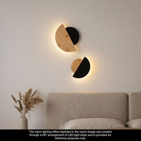 AIM & GGKK Bamboo Half Circle Wall Decor Set of 2 | Geometric Design | Black Matte & Natural Bamboo Semi Circle Wall Art | Minimalist Modern Wall Hanging for Living Room Bedroom in Kuwait