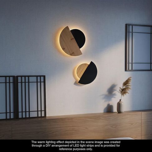 AIM & GGKK Bamboo Half Circle Wall Decor Set of 2 | Geometric Design | Black Matte & Natural Bamboo Semi Circle Wall Art | Minimalist Modern Wall Hanging for Living Room Bedroom in Kuwait