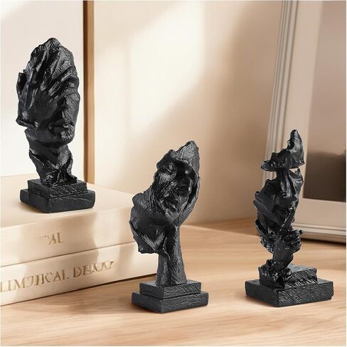3 Pcs Thinker Small Statue Set - Black Art Abstract Decor, Modern Living Room Decoration, Knick Knacks for Shelves, Table Decor, Office Bookshelf, Shelf Side, Gift for Friends in Saudi Arabia