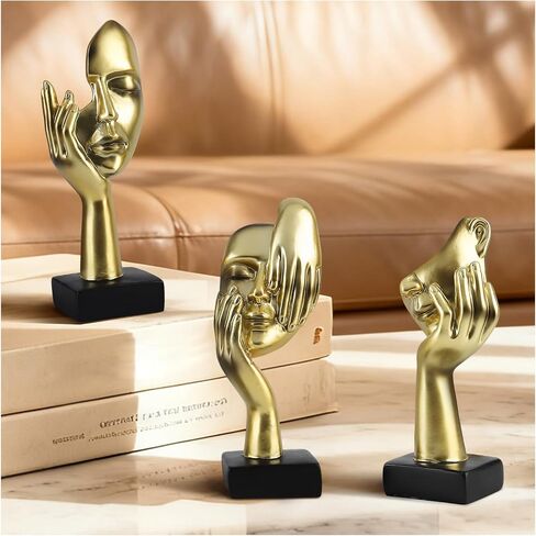 3 Pcs Thinker Small Statue Set - Black Art Abstract Decor, Modern Living Room Decoration, Knick Knacks for Shelves, Table Decor, Office Bookshelf, Shelf Side, Gift for Friends in Saudi Arabia
