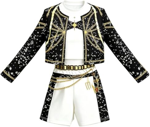 Girls Sparkle Chain Detail Dress, K-pop Fashion Inspired Performance Outfit for Girls in Saudi Arabia