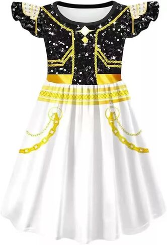 Girls Sparkle Chain Detail Dress, K-pop Fashion Inspired Performance Outfit for Girls in Kuwait