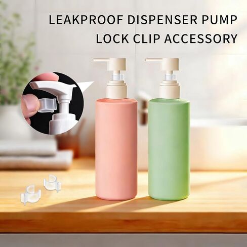 10 Pcs Leakproof Cosmetic Dispenser Pump Lock Clip,Clamp for Lotion Shampoo Cleansing Oil Bottles,Medium Size PP Plastic Leak Locks,Travel & Camping Friendly Accessory (Transparent) in Saudi Arabia