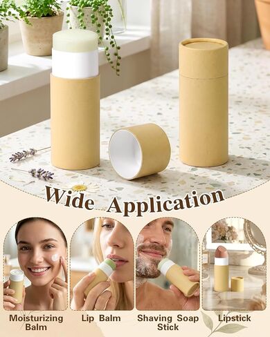 EORTA 10 Pcs Cardboard Push Up Deodorant Containers 2.15 oz/61g, Refillable Kraft Tubes for Natural Deodorant, DIY Lip Balm, Moisturizer Sticks, Skincare, Solid Perfume & Body Lotion in Saudi Arabia