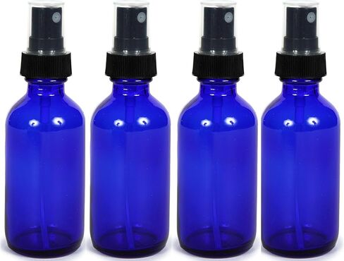 Cobalt Blue Glass Spray Bottle (2 oz, 4 pk) with BONUS Waterproof Labels, Fine Mist Sprayer in Saudi Arabia