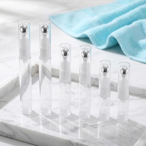 6pcs Eye Cream Applicator Tool: 5ml/10ml/15ml Eye Gel Cream Container Flat Applicator - Massager Tip Head Airless Pump Skincare Bottle Refillable Roll On Dispenser in Saudi Arabia