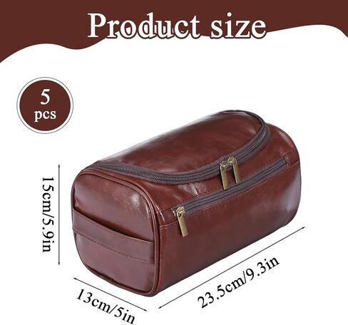 5pcs Personalized Leather Toiletry Bag for Men Travel Shaving Bag with Hanging Hook Waterproof Kit Cosmetic bags Water-resistant Shaving Bag for Toiletries Accessories Travel Essentials Gifts in Saudi Arabia