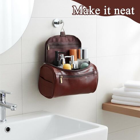 5pcs Personalized Leather Toiletry Bag for Men Travel Shaving Bag with Hanging Hook Waterproof Kit Cosmetic bags Water-resistant Shaving Bag for Toiletries Accessories Travel Essentials Gifts in Saudi Arabia