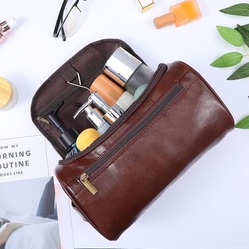 5pcs Personalized Leather Toiletry Bag for Men Travel Shaving Bag with Hanging Hook Waterproof Kit Cosmetic bags Water-resistant Shaving Bag for Toiletries Accessories Travel Essentials Gifts in Saudi Arabia