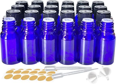 24 Pack 10ml Amber Glass Essential Oils Bottles Empty Glass Dropper Vials Sample Bottle With Orifice Reducer and lid,for Aromatherapy Oils (Amber, 10ml) in Saudi Arabia