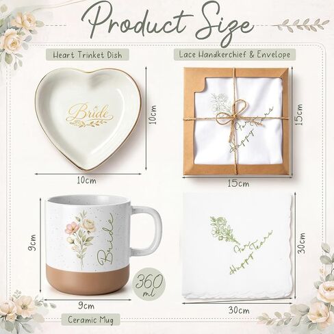 Paterr Bride to Be Gifts Box, Bridal Shower Bachelorette Gifts for Brides Engagement Gift for Her Wedding Gift for Bride Bachelor Party Present with Heart Plate, Mug, Makeup Bag, Tote Bag, Socks in Saudi Arabia