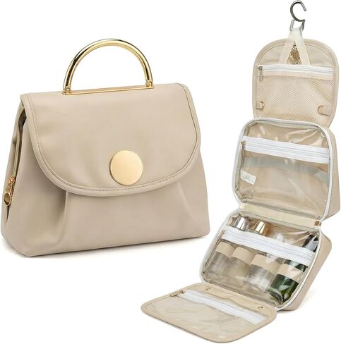 Travel Toiletry Bag for Women - Hanging Cosmetic Makeup Organizer with Clear Compartments, Water-Resistant Cosmetic Bag, Perfect for Vacation, and Daily Use (green) in Kuwait